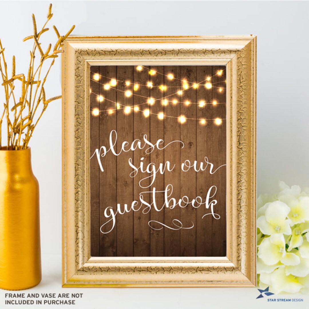 Printable Rustic Party Lights Please Sign Our Guesbook Wedding or Event ...