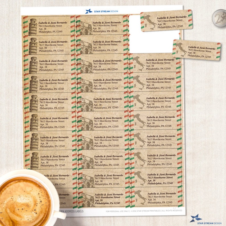 Vintage Italian Airmail Printable Return Address Labels - Parchment ...