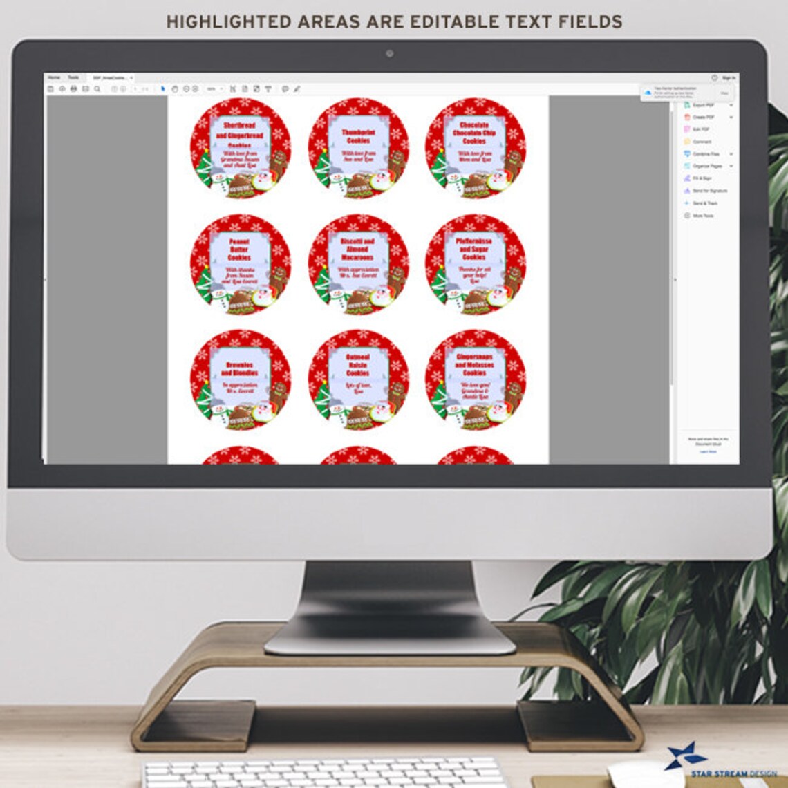 Printable Christmas Cookie Labels Stickers 2 Circles - Etsy