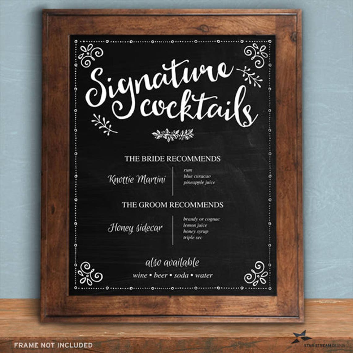 Printable Chalkboard Signature Cocktails Bar Sign Black - Etsy