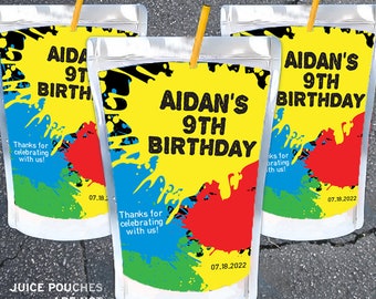 Paint Splatter Paintball Printable Capri Sun Juice Pouch Labels - Birthday Party, 3.5" x 5.25" Labels - Editable PDF, Instant Download