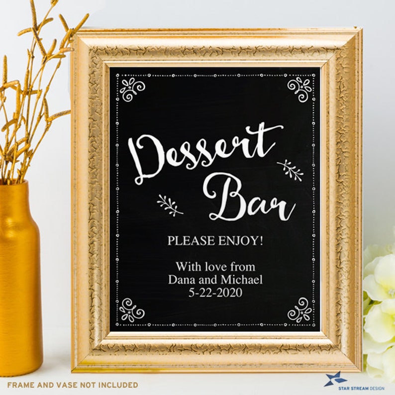- Black Printable Chalkboard Dessert Bar Wedding or Event Sign 2 sizes: 8x10 and 5x7 Editable PDF Instant Download