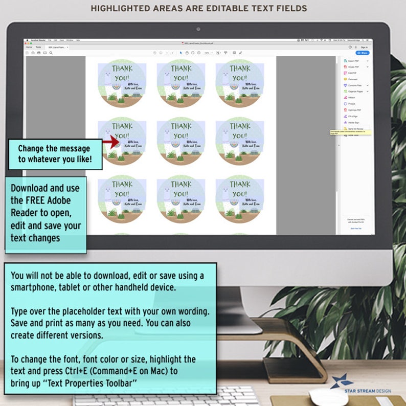 Printable Llama Party Images Editable PDF Instant Download - Etsy
