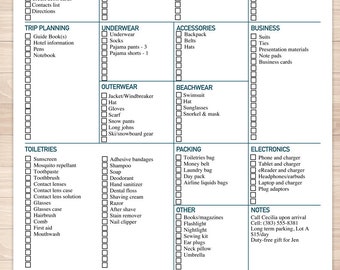Modern Slate Blue Mens or Unisex Printable Packing List,