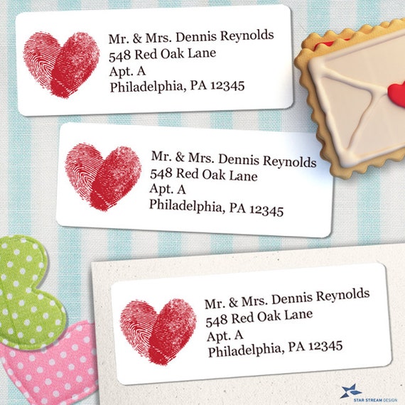 Fingerprints Heart Printable Return Address Labels - Etsy Ireland