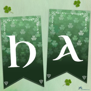 Raining Clover St Patricks Day Create Your Own Message Printable Bunting, 4x8.5 Flags, Editable PDF Instant Download, Change the message image 2