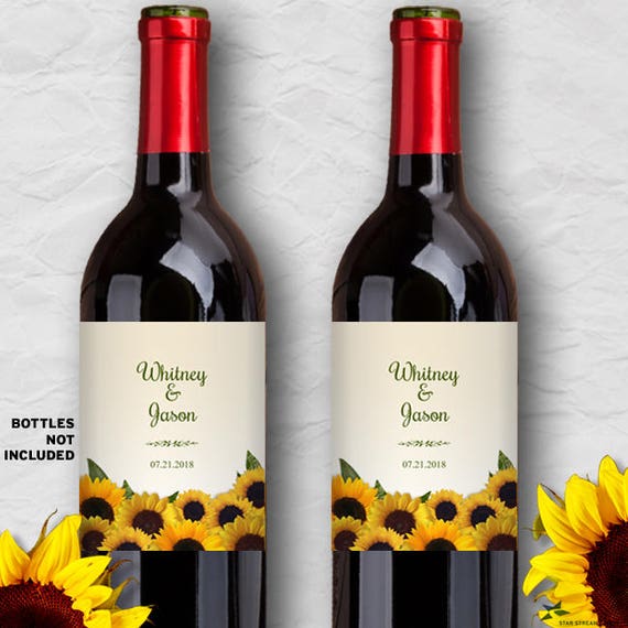 Wedding Favors Rustic Purple Floral Label Sunflower Stickers Bridal Shower Adhesive Paper Sticker Personalized Wine Bottle Labels