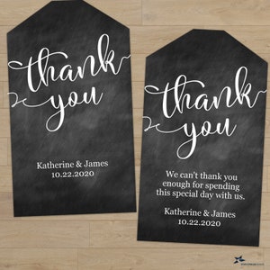 Printable Black Chalkboard Thank You Personalized Hang Tags - 2”x3.5 ...