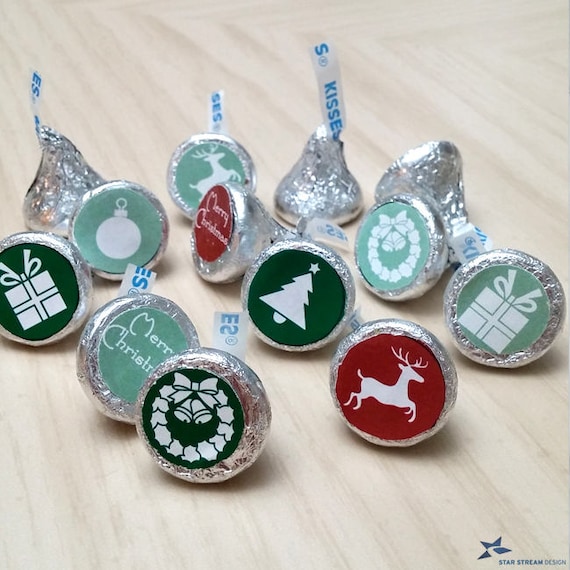 christmas holiday symbols chocolate kisses printable stickers etsy