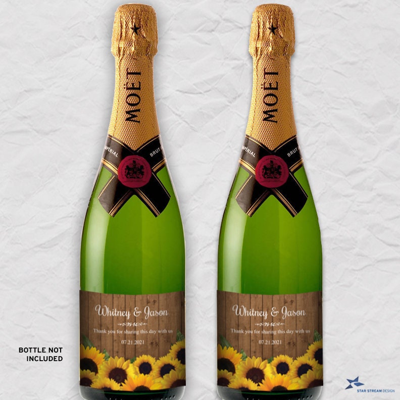 printable rustic sunflowers champagne bottle labels etsy singapore