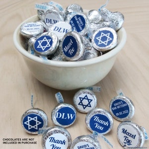Blue Bar Mitzvah Chocolate Candy Kisses Printable Sticker Labels Two ...