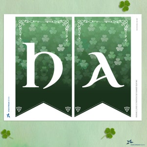 Raining Clover St Patricks Day Create Your Own Message Printable Bunting, 4x8.5 Flags, Editable PDF Instant Download, Change the message image 3