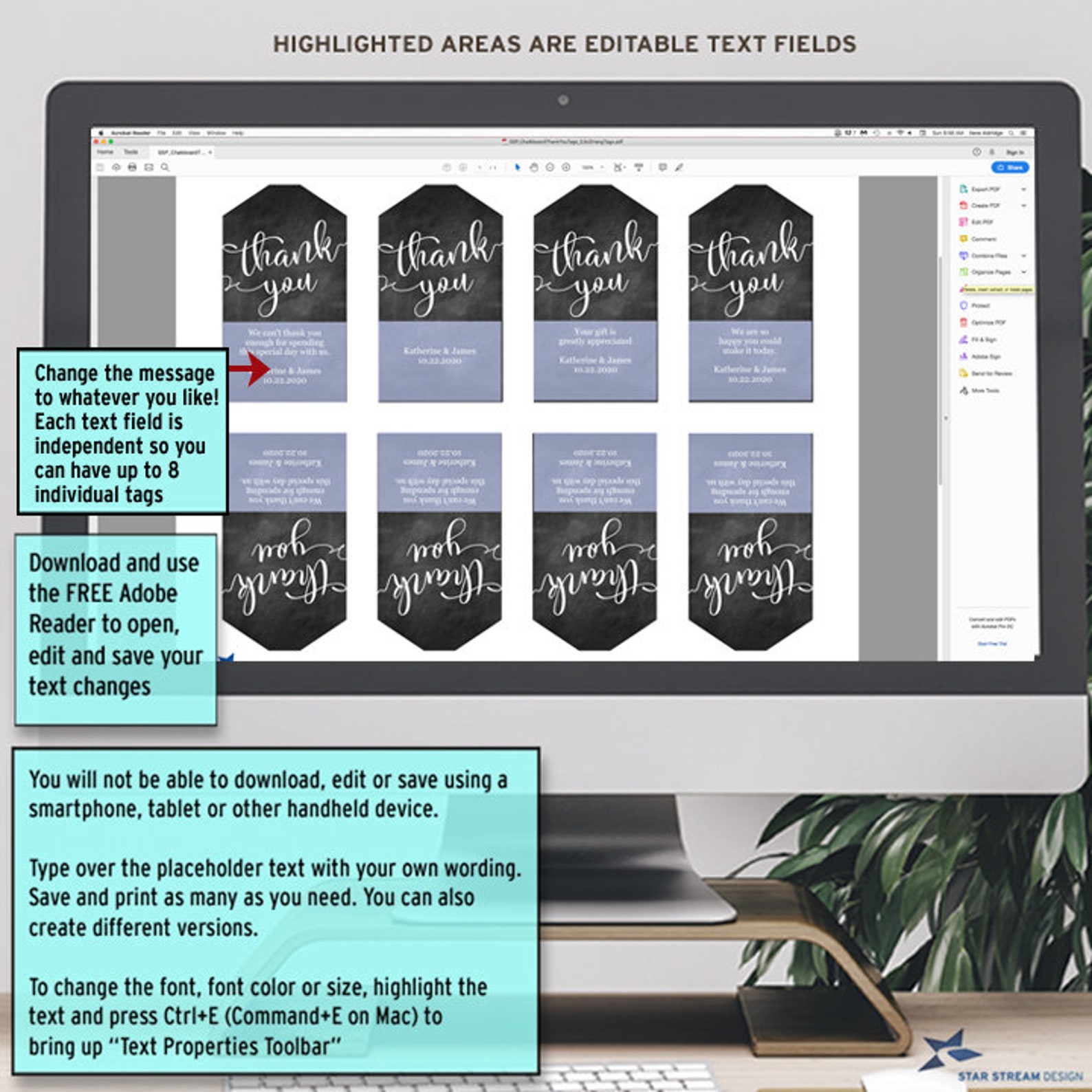 Printable Thank You Tags Chalkboard