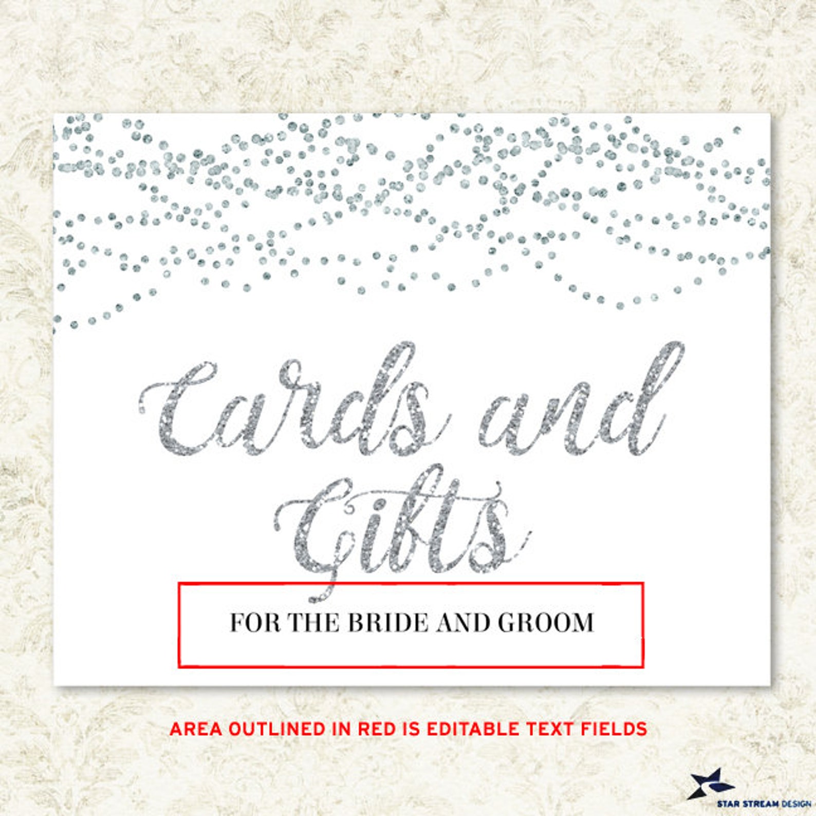 Printable Silver Foil Look Cards and Gifts String Lights Etsy