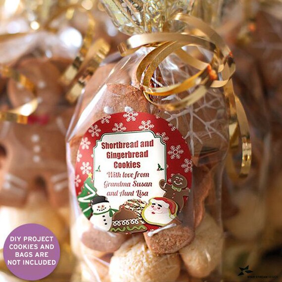 Printable Christmas Cookie Labels Stickers 2 Circles | Etsy