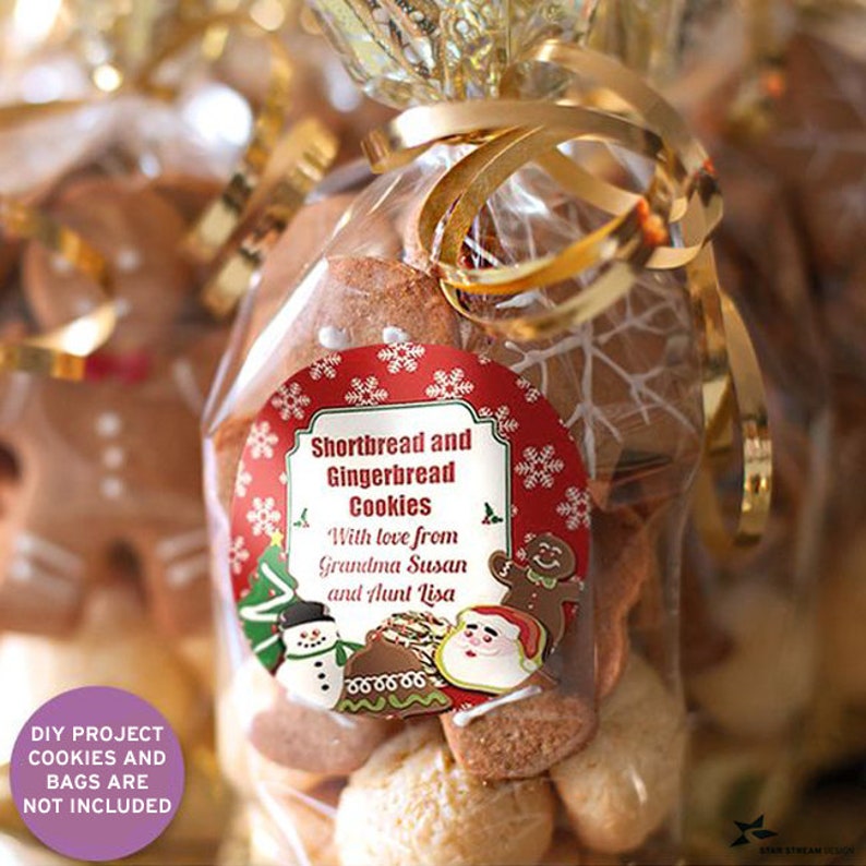 Printable Christmas Cookie Labels Stickers 2 Circles - Etsy