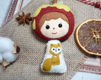 Poupee POMME et son renard en feutrine