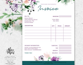 receipt template etsy