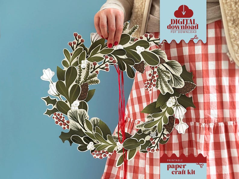 Printable Paper Wreath Christmas Crafting Ideas, PDF - Etsy