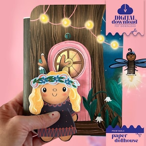 Printable paper doll house - PDF busy book for Kids with fairy paper doll