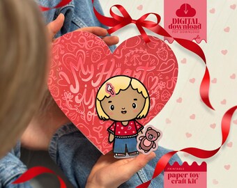 Papierowa lalka walentynkowa do wydrukowania i przebrania – fajna zabawka papierowa DIY dla dzieci