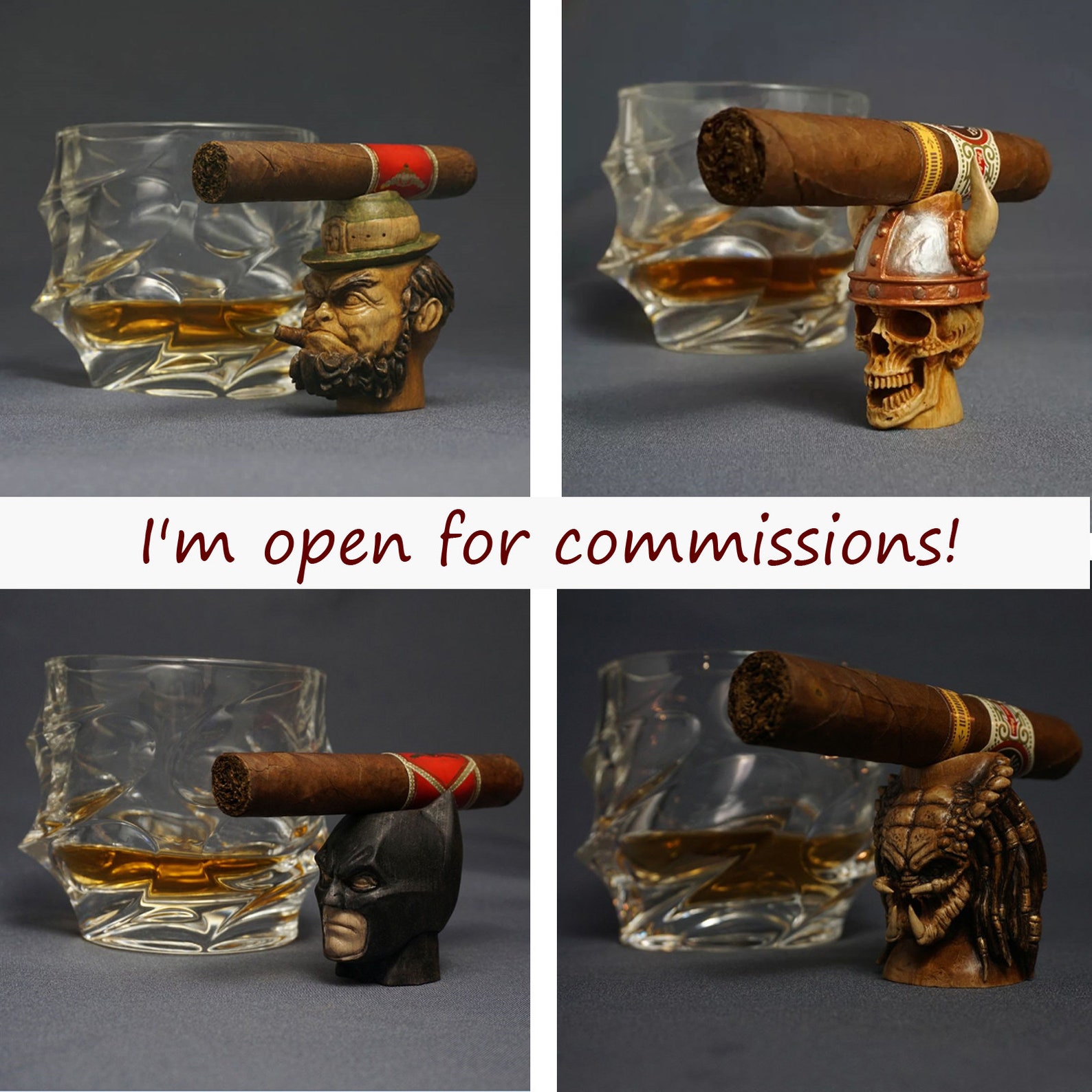 Commission Work Wooden Cigar Holder Carved Cigar Rest Etsy