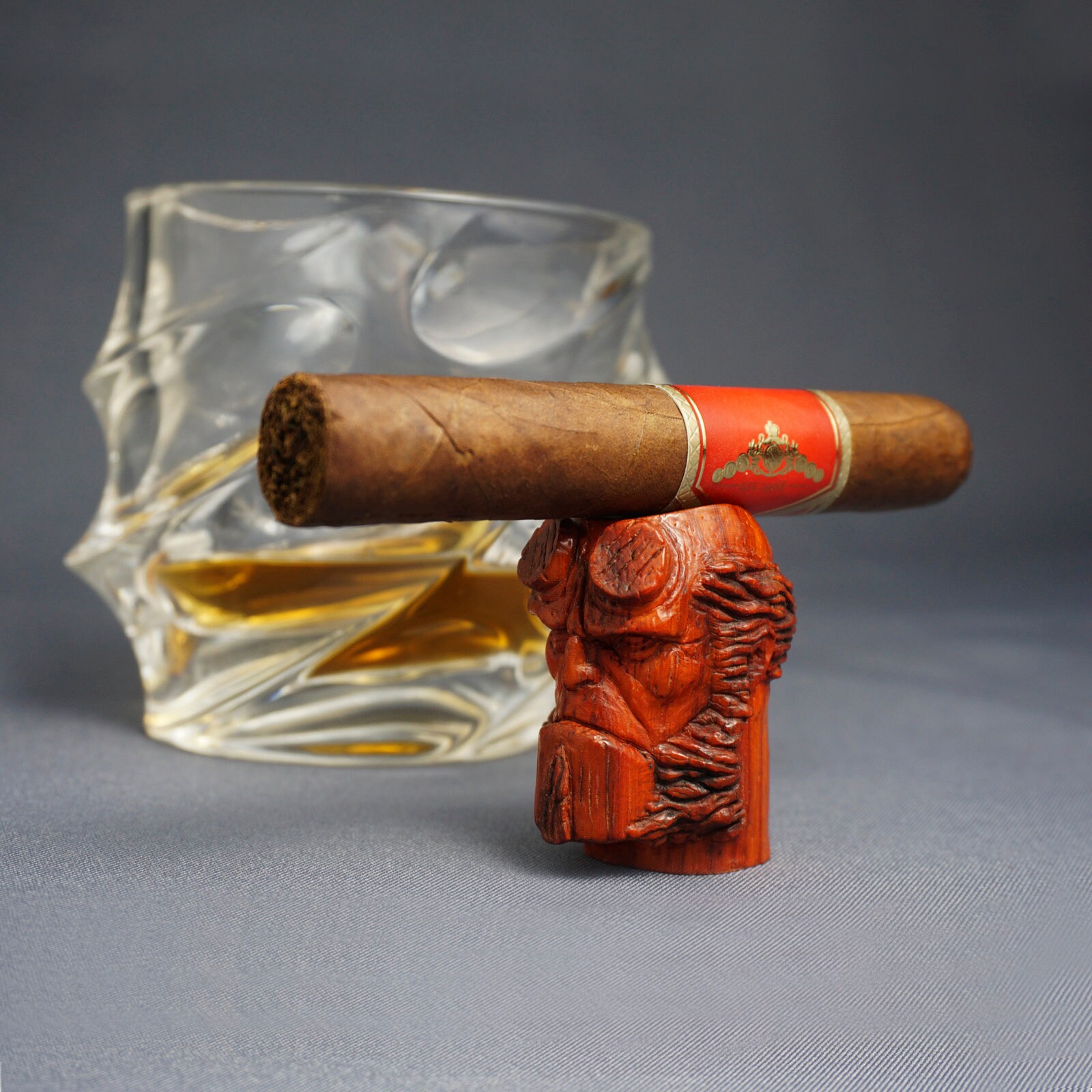 Hellboy Wooden Cigar Holder Carved Cigar Rest Gift Cigar Etsy