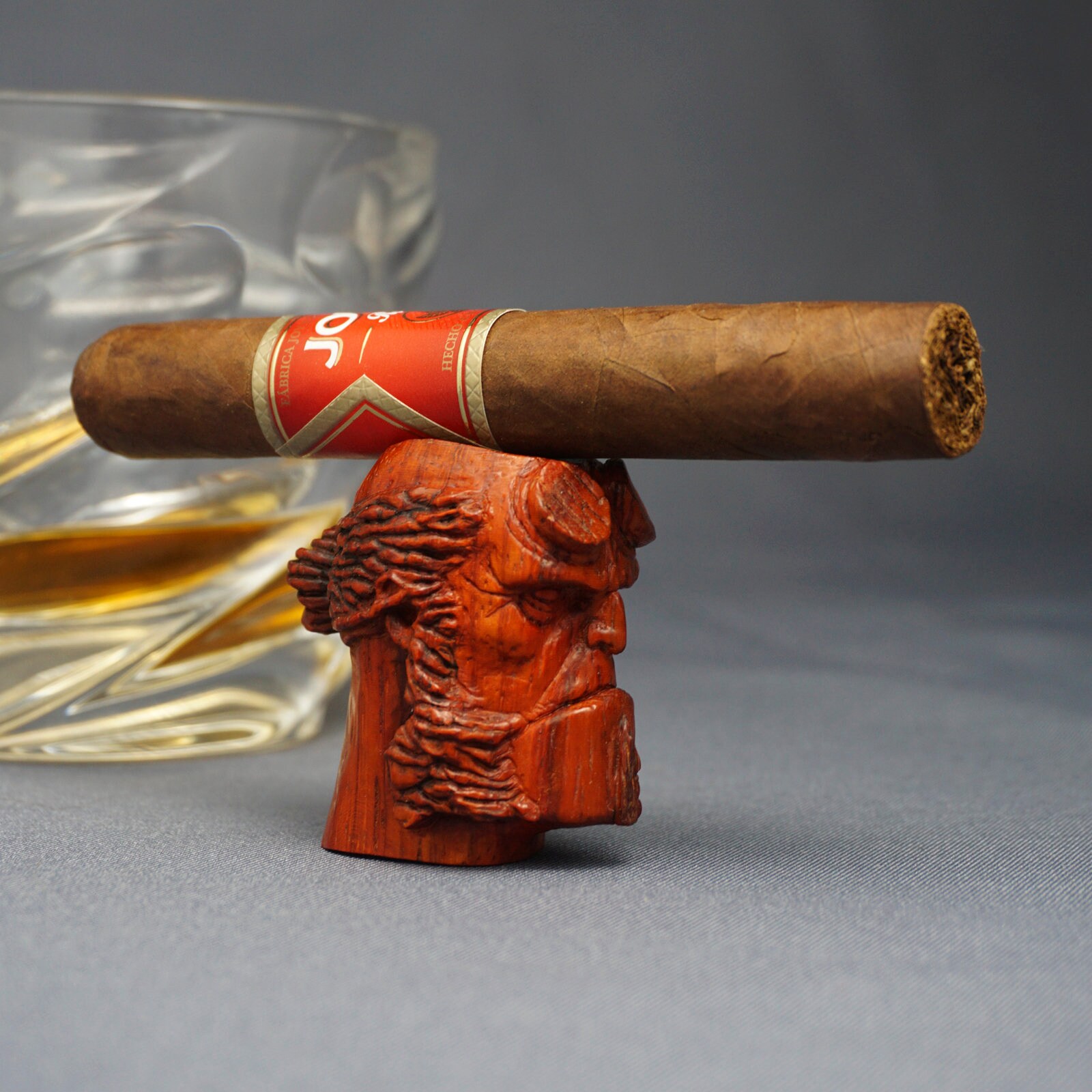 Hellboy Wooden Cigar Holder Carved Cigar Rest Gift Cigar Etsy