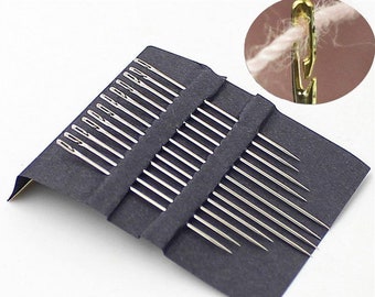 12 x Self Threading Sewing Needles Gold or Silver Eyes 3 Lengths 36mm 38mm 42mm