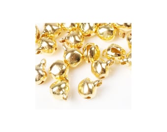 50 x 6mm Small Metal Jingle Bells Cards Crafts Charms Christmas GOLD