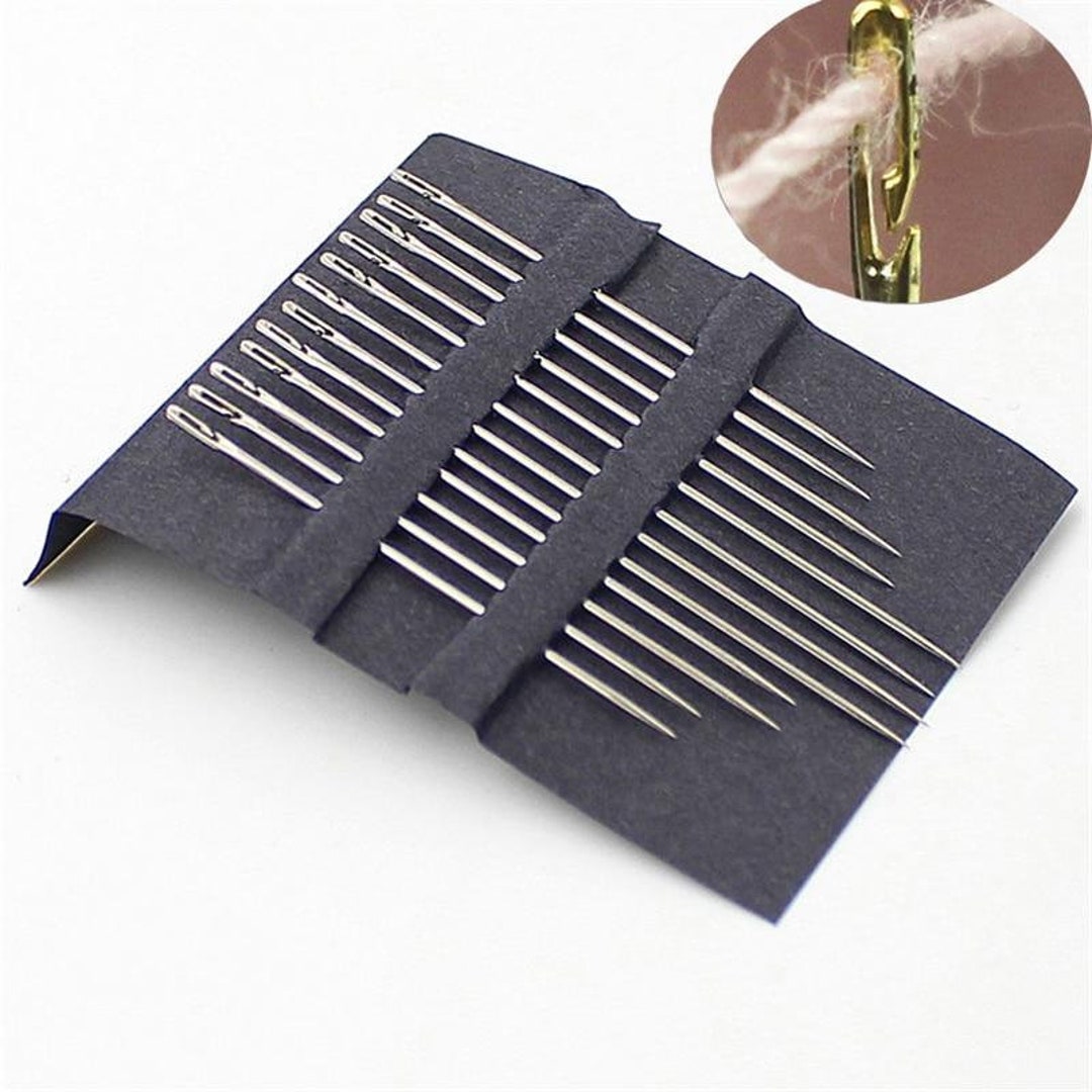 12pcs Assorted Size Self Threading Hand Sewing Needles Easy Thread