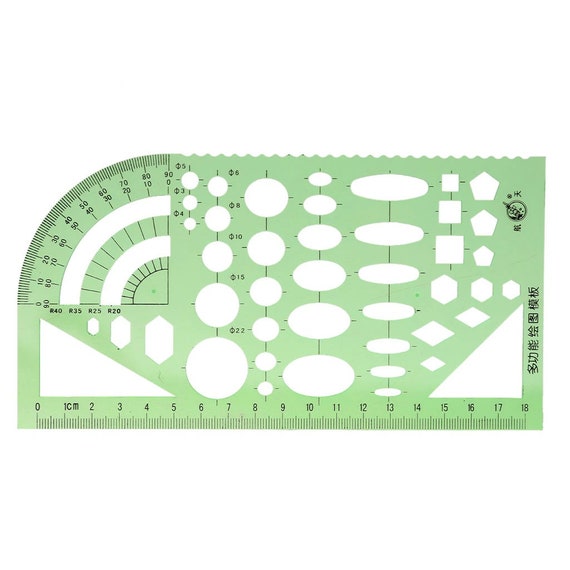 Multi Shape Template Stencil With Ruler Protractor Circle Etsy UK