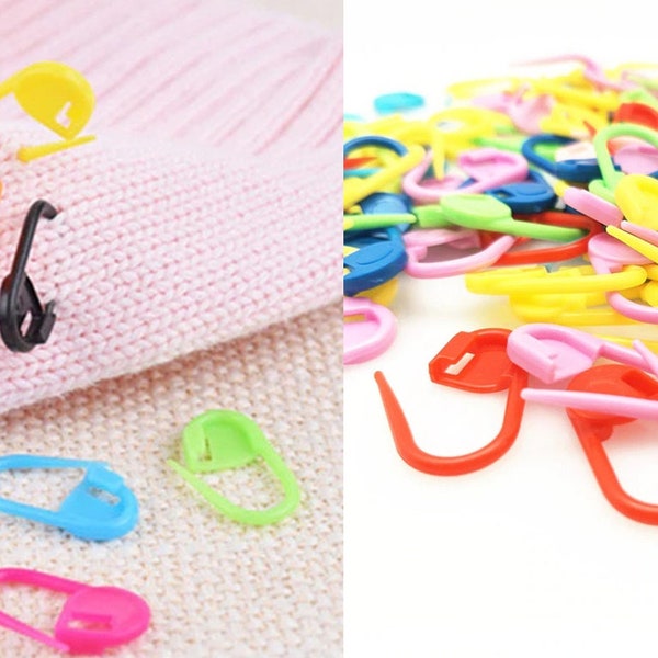 Plastic Stitch Markers Holders Locking Safety Pin Crochet Knitting Assorted Colours