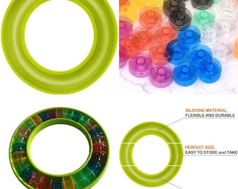 Bobbin Storage Holder Ring Organiser with 26 Plastic Bobbins