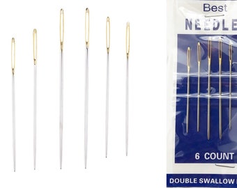 6 x Big Gold Eye Blunt Darning Needles Tapestry Weaving Embroidery Sewing  18/22 120-051