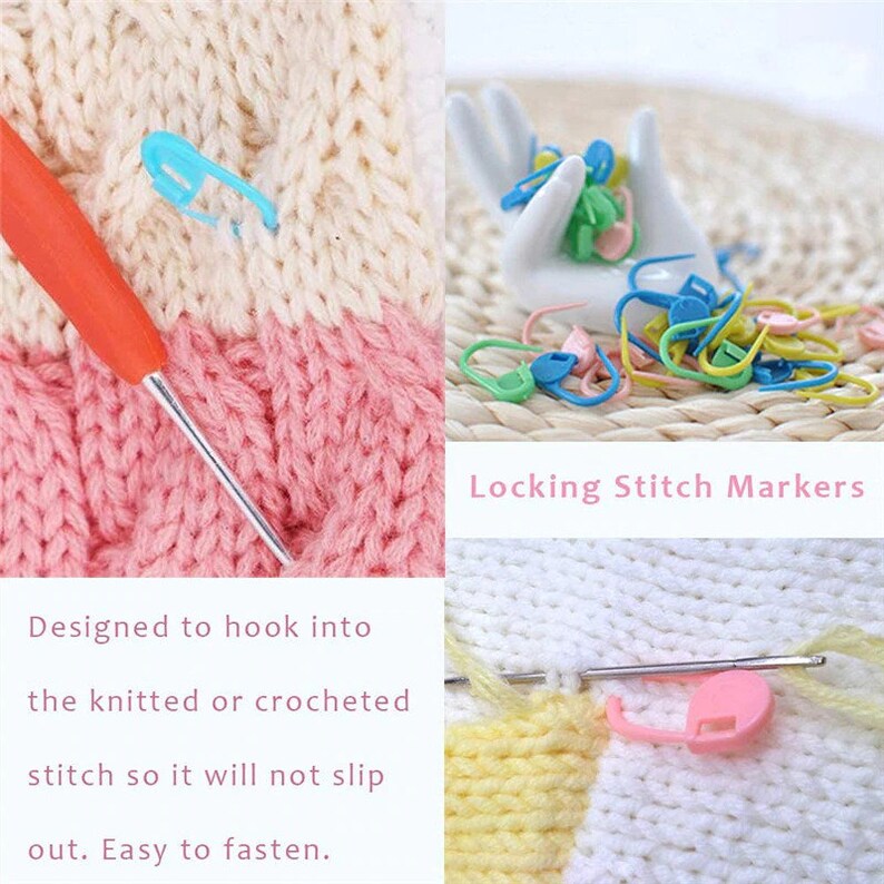 50 X Plastic Stitch Markers Holders Locking Safety Pin Crochet Etsy