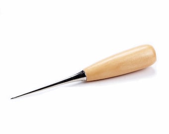 Leather Awl Tool: Wooden Handle, Piercing Hole Maker