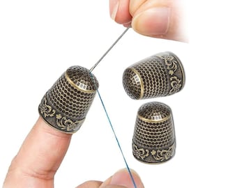2 x Metal Thimble Bronze Coloured Finger Protector Sewing Needle Antique Design