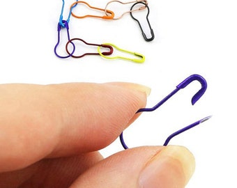 50 x Assorted Colours Metal Stitch Marker Pins Anti Snag Tangle Hijab Scarf Calabash