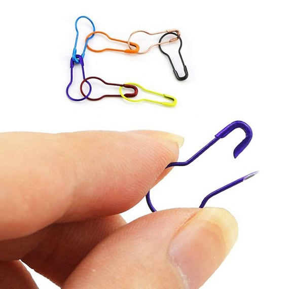 50 x Assorted Colours Metal Stitch Marker Pins Anti Snag Tangle Hijab Scarf Calabash