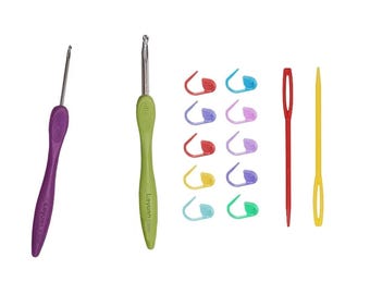 Easy Hold Crochet Hook Set 2.5mm 5.5mm with Stitch Markers Needles
