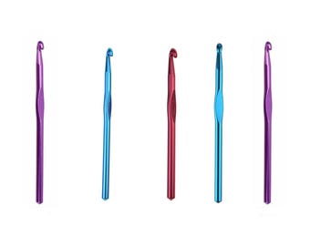 5 Piece Set Easy Hold Aluminium Crochet Hook 6.5mm, 7mm, 8mm, 9mm, 10mm