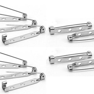 10 x 35mm Silver Brooch Pins Back Bars Jewellery Bar Findings Smooth Finish