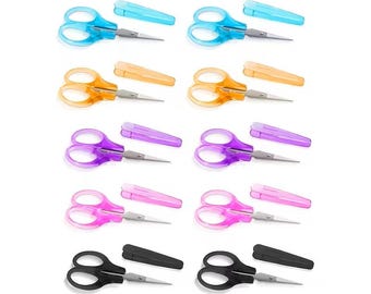 2 x Pairs Quality Sharp Sewing Craft Scissors Plastic Handle and Safety Cover