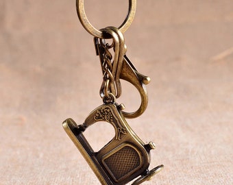 Sewing Keychain Antique Bronze Gift Extra Large