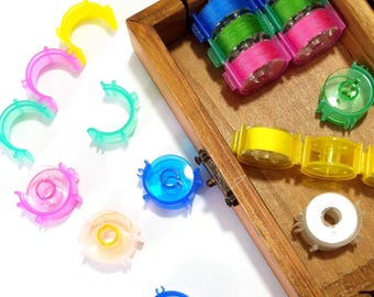 Plastic Bobbin Clips and Holders, Assorted Colors (Pack of 10)