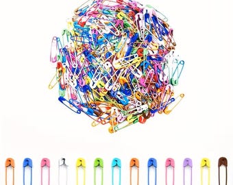 200 x Small Assorted Colour Safety Pins Tiny 19mm Clothing Clothes Cards