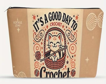 Zipped Pouch Knitting Crochet Accessories Storage Makeup Pencil Case Good Day
