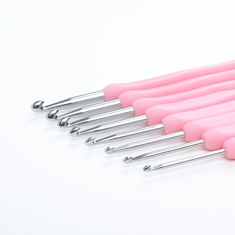 PINK Crochet Hook Easy Grip Handle 2.5mm to 6mm Sizes Polished - Etsy UK