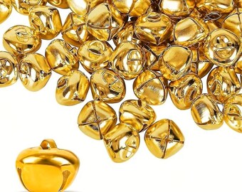100 x 12mm Bright Gold Christmas Jingle Bells Decoration Charm Dancing Metal
